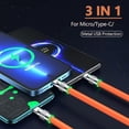 thumbnail image 2 of 120W 3-in-1 Fast Charging Cable 1.2M Orange Metal Braided Universal for Micro Type-C 8Pin Smartphones, 2 of 7