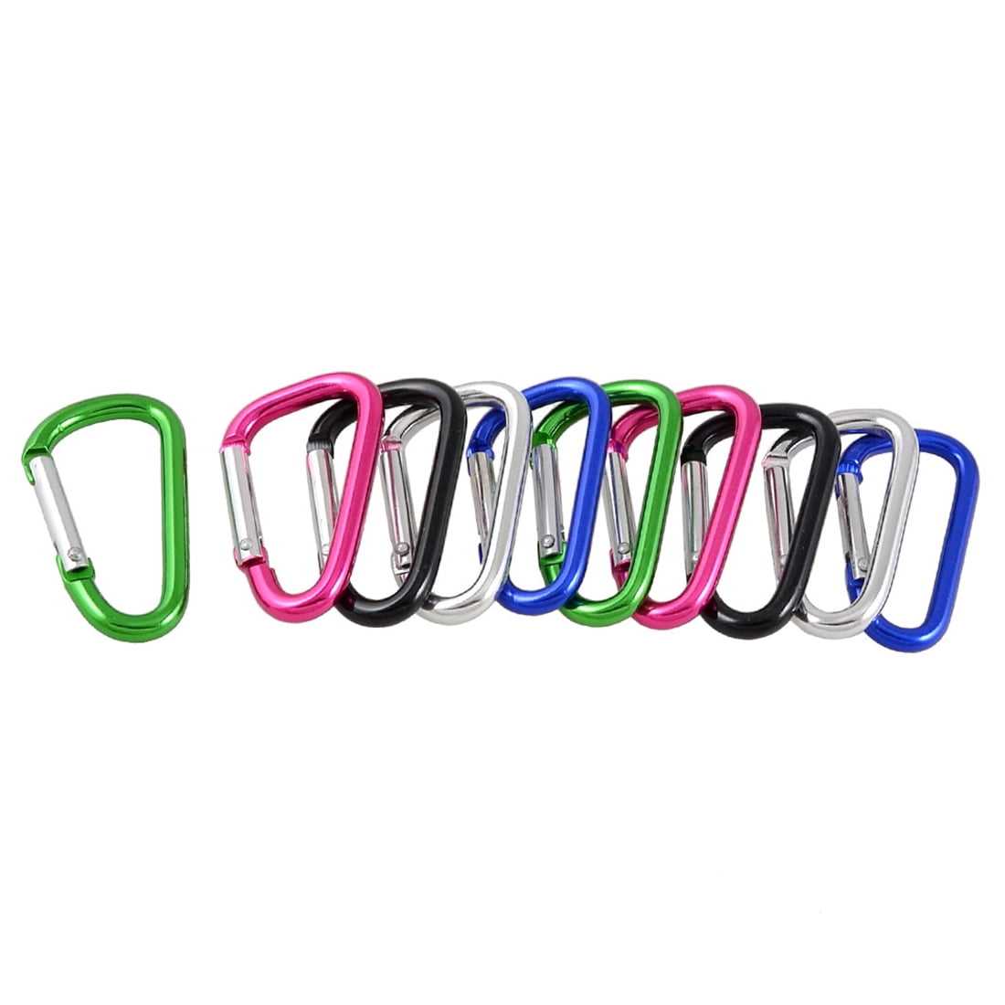 Unique Bargains Colorful Aluminum Carabiner Keychain Clip D Shaped Keyring 10pcs