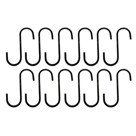

12 Pcs Metal Hook Hanging Hooks S Shaped Hook Small S Nail-Free Hook for Supermarket Display Clothes Prop(0.8 Black)