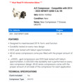 thumbnail image 2 of A/C Compressor - Compatible with 2014 - 2020 INFINITI QX80 5.6L V8 2015 2016 2017 2018 2019, 2 of 2