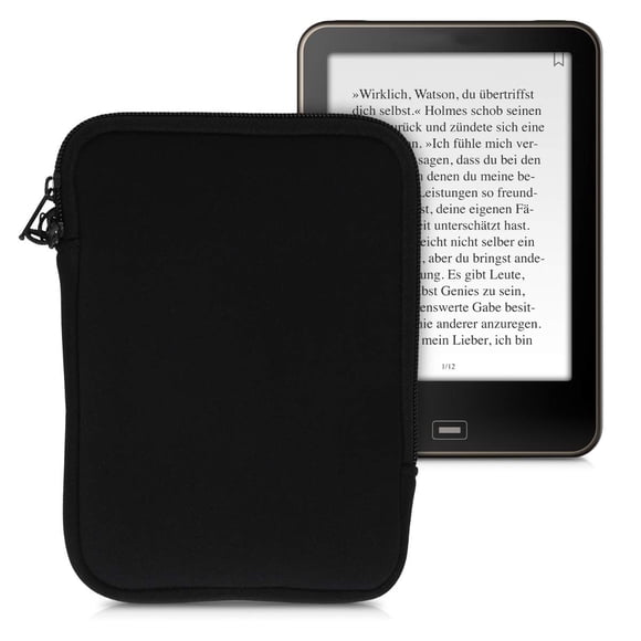 Funda para lector de libros electrónicos kwmobile, neopreno, tamaño 6, universal, negra
