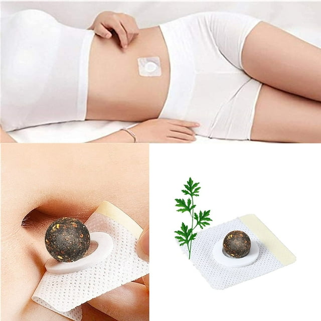 ZHAOCHENG Parche para el vientre de ajenjo, 30 pastillas de esencia de artemisa a base de hierbas naturales y 30 parches de moxibustión, reflexología, eliminación de impurezas para mujeres y hombres