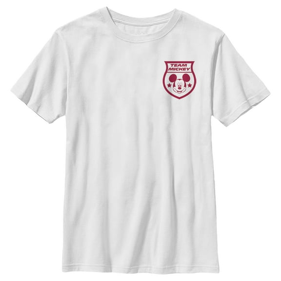 Boy's Mickey & Friends Team Mickey Badge Japan  Graphic Tee White Medium