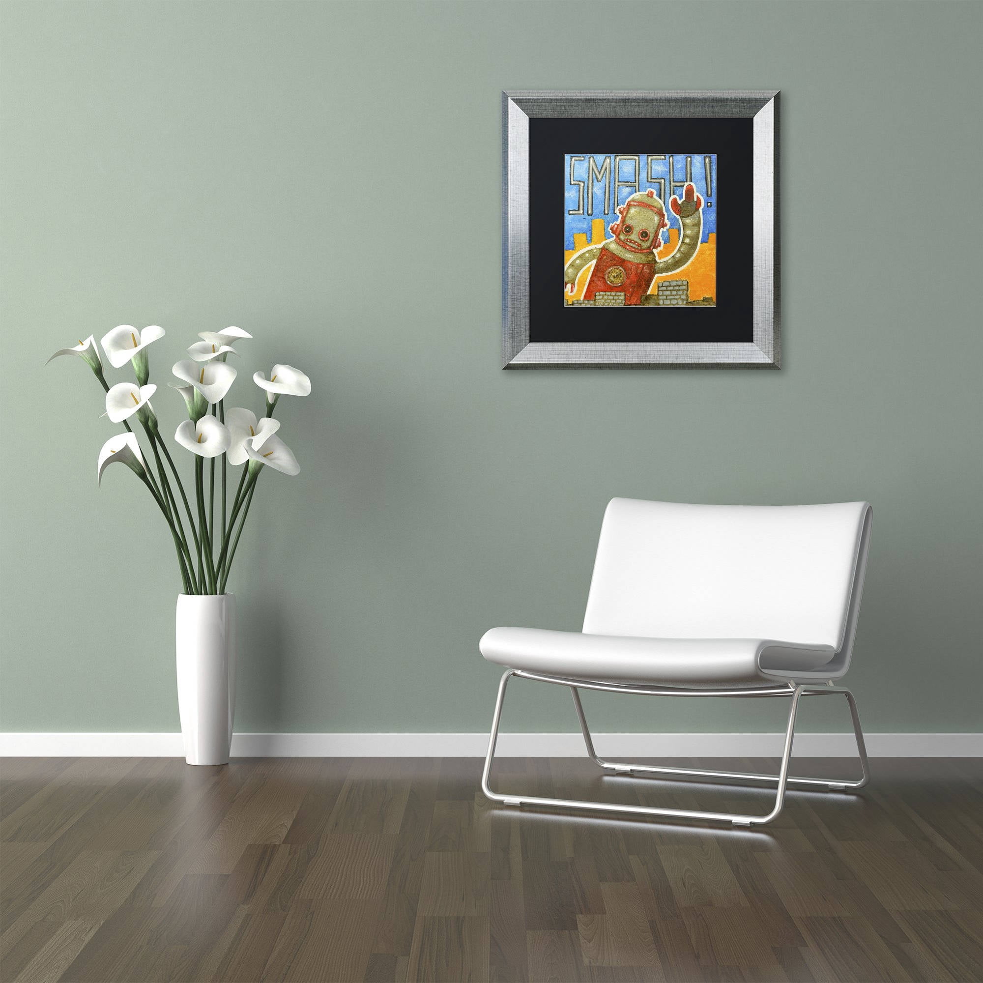 Trademark Fine Art 'Smash!' Canvas Art by Craig Snodgrass, Black Matte, Silver Frame