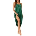 thumbnail image 2 of INSPIRE CHIC Women's Satin Nightgown V Neck Sleeveless Sleepwear Silky Nightdress Soft Loose Long Nightwear S Dark Green, 2 of 6