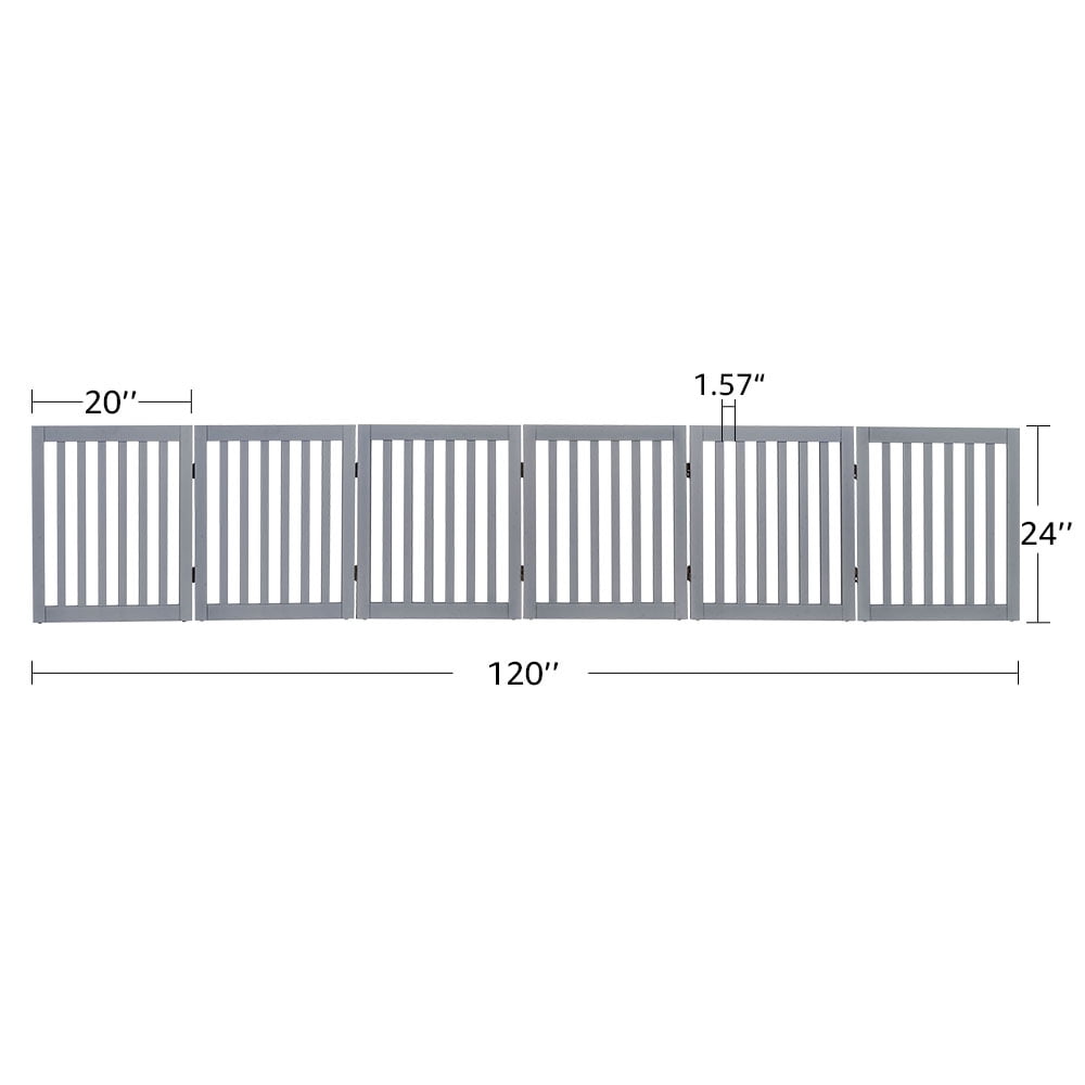 Unipaws Freestanding Pet Gate 24 inches High 6 Panels, Grey