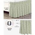 thumbnail image 5 of Leaves Bed Skirt King Size 16 Inch Drop, Watercolor Abstract Floral Leaf Stripes Sage Green Background Adjustable Elastic Dust Ruffles Bedskirt for King Bed Wrap Around Pleated Mattress Frame Cover, 5 of 9