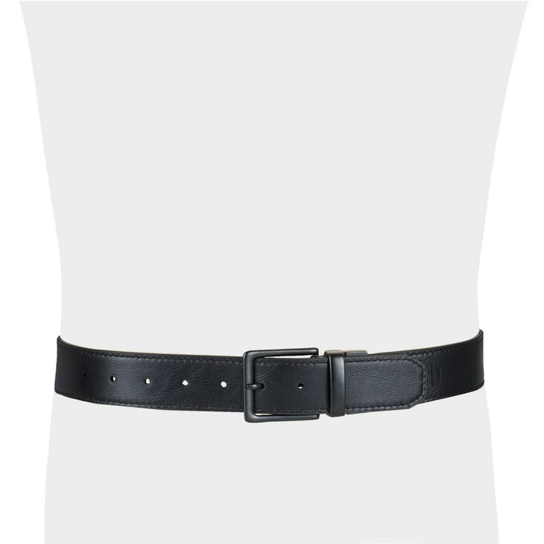 1 1/2' Smooth Black Leather Belt With Double Loop 