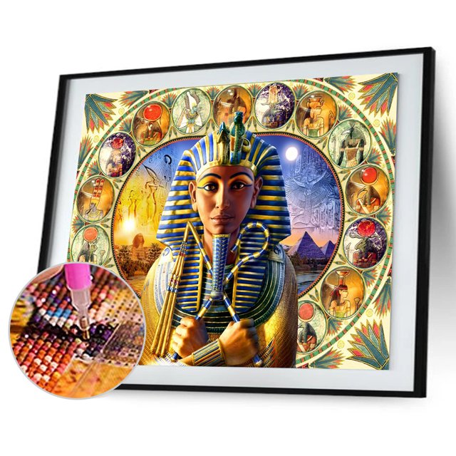 Cuadros Decorativos Diamante pintura DIY Egipto persona completo redondo taladro Rhinestone Kit (WT940) Ehuebsd embutido en tela