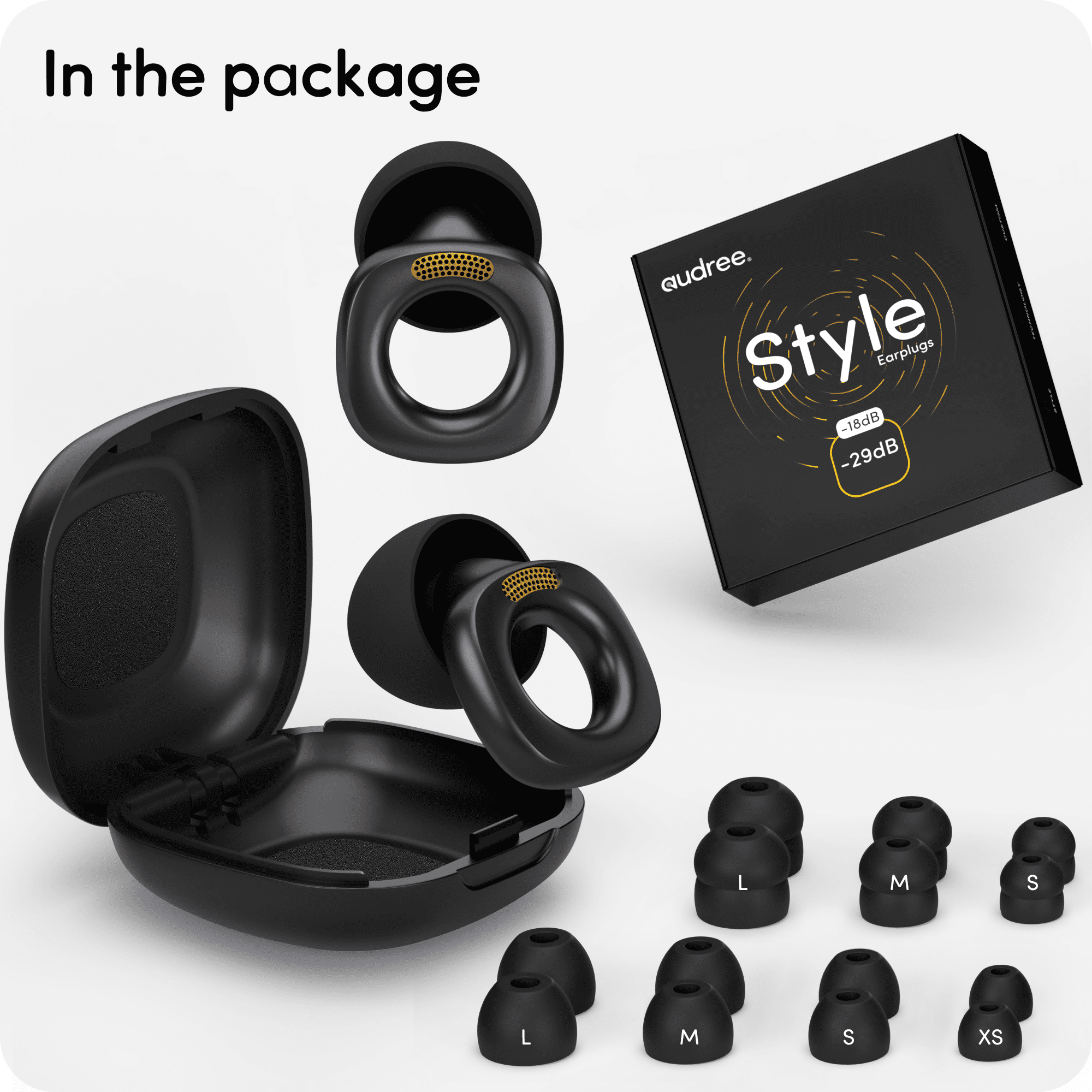 Audree Style Ear Plugs for Concert, Festival, Event & Noise Sensitivity, Iron Gray