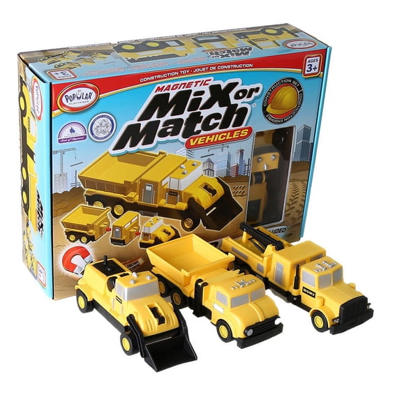 Magnetic Mix or Match Vehicles, Construction | Bundle of 5