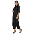 thumbnail image 3 of Moomaya Solid Rayon Kurta For Women bell Sleeve Drawstring Neck Long Ethnic Kurti, 3 of 7