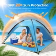 thumbnail image 3 of Beach Tent 3-4 Person UPF 50+ Anti-UV Protection, Lightweight Quick Setup Beach Canopy, Portable Cabana with Ground Pegs, 3 of 8