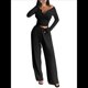thumbnail image 1 of Conjuntos de Dos Piezas de Otoño para Mujer, Camiseta de Larga con Cuello en V y Pantalones Anchos, Conjuntos de Chándal Informal. Negro S, 1 of 8
