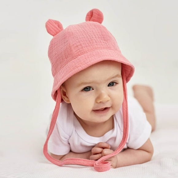 Sun Protection Hat with Bear Ears - Lightweight Cotton Bucket Cap for Outdoor Activities - UPF Sunscreen Reversible Design - Adjustable Strap - 37cm Circumference - Beach Travel Picnic Essential