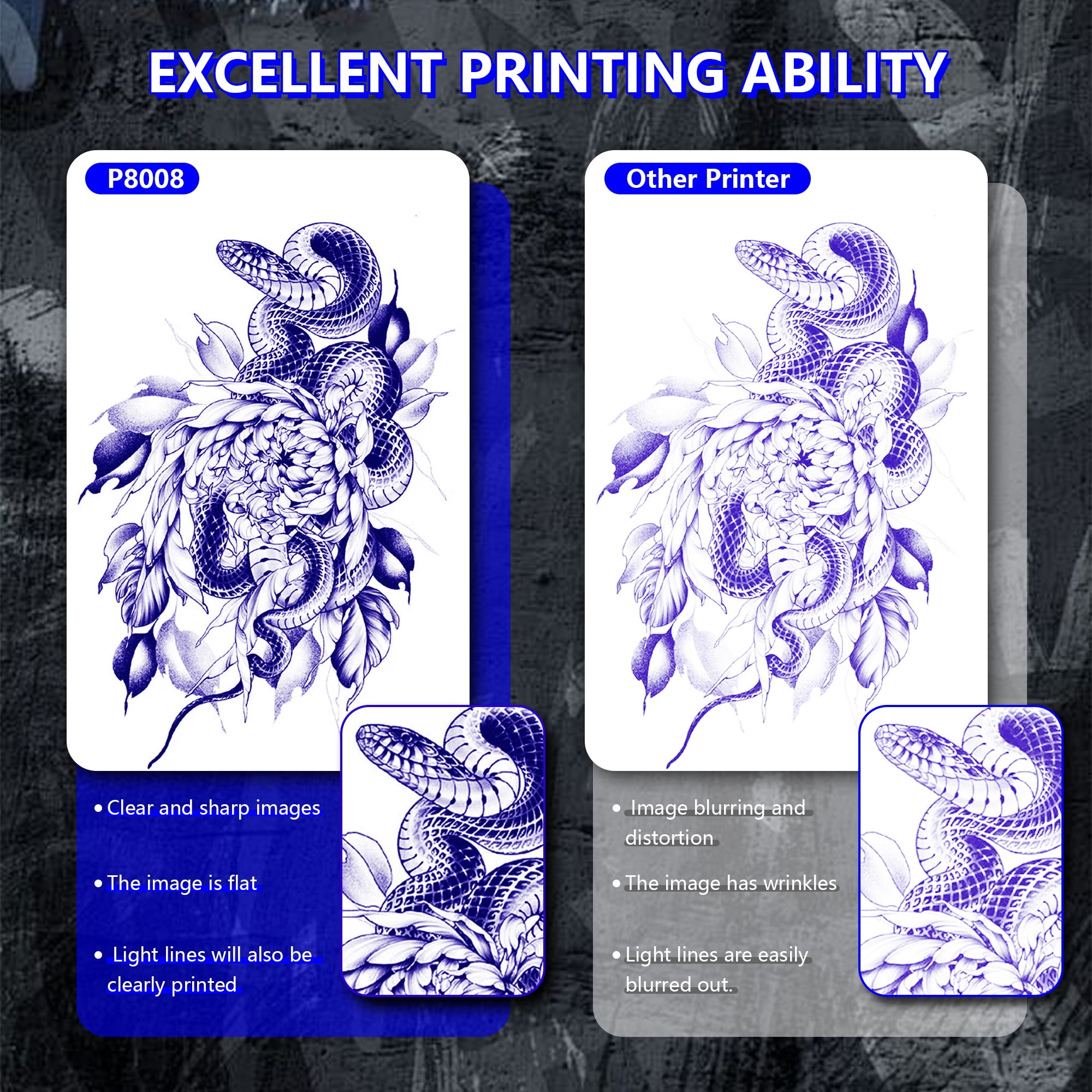 Milestone Wireless Bluetooth Tattoo Stencil Printer, 2500mAh Rechargeable Thermal Transfer Machine, Inkless Portable Tattoo Printer for Artists & Studio
