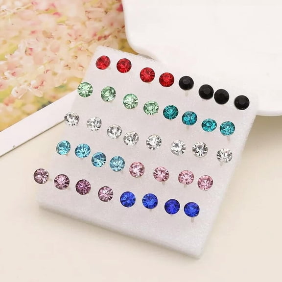 HOOUN Wholesale A Set Of 20 Pairs Clear Coloured Crystal Ear Studs Earrings Shinny UK