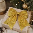 thumbnail image 4 of SPOORYYO Glitter Christmas Bow Ornaments Sparkly Sequin Fabric Bows Decorative Holiday Bows for Christmas Tree Wreath Gift Wrapping Party Home Decor, 2Pcs Yellow, 4 of 7