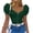 Green, variant on Womens Tops Square Neck Solid Color Slim Fit Puff Sleeve Zipper Back Short Sleeve Blouse Summer Lightweight Technical Fabric Pullover Apparel White M