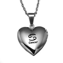 PAURO Women's Stainless Steel 12 Constellation Astrology Zodiac Heart Locket Necklace Cancer