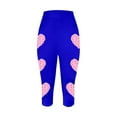 thumbnail image 4 of lcziwo Women's High Waist Tummy Control Cropped Yoga Pants Valentine's Day Heart Printed Workout Leggings Casual Elastic Tight Capri Leggings Blue S, 4 of 5