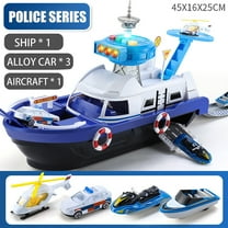 ‌Interactive Toy Ship Set with Lights Sounds 3 Alloy Cars and Airplane Transportation Learning Toy for Kids Ages 3 6‌