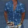 thumbnail image 2 of Camisas Tipo Para Hombre Hombres Casual Manga corta Primavera Verano Turndown Neck 3D Impreso Camisas Moda Top Blusa Camisas (Blue, S), 2 of 4