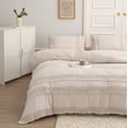 thumbnail image 2 of Move Over Beige Grey Macrame Tassel Bedding Sets Twin Three Layer Tassel Pattern Washed Microfiber Duvet Cover Set No Filling, 2 of 9