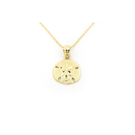14k Gold Small Sand Dollar Pendant Necklace