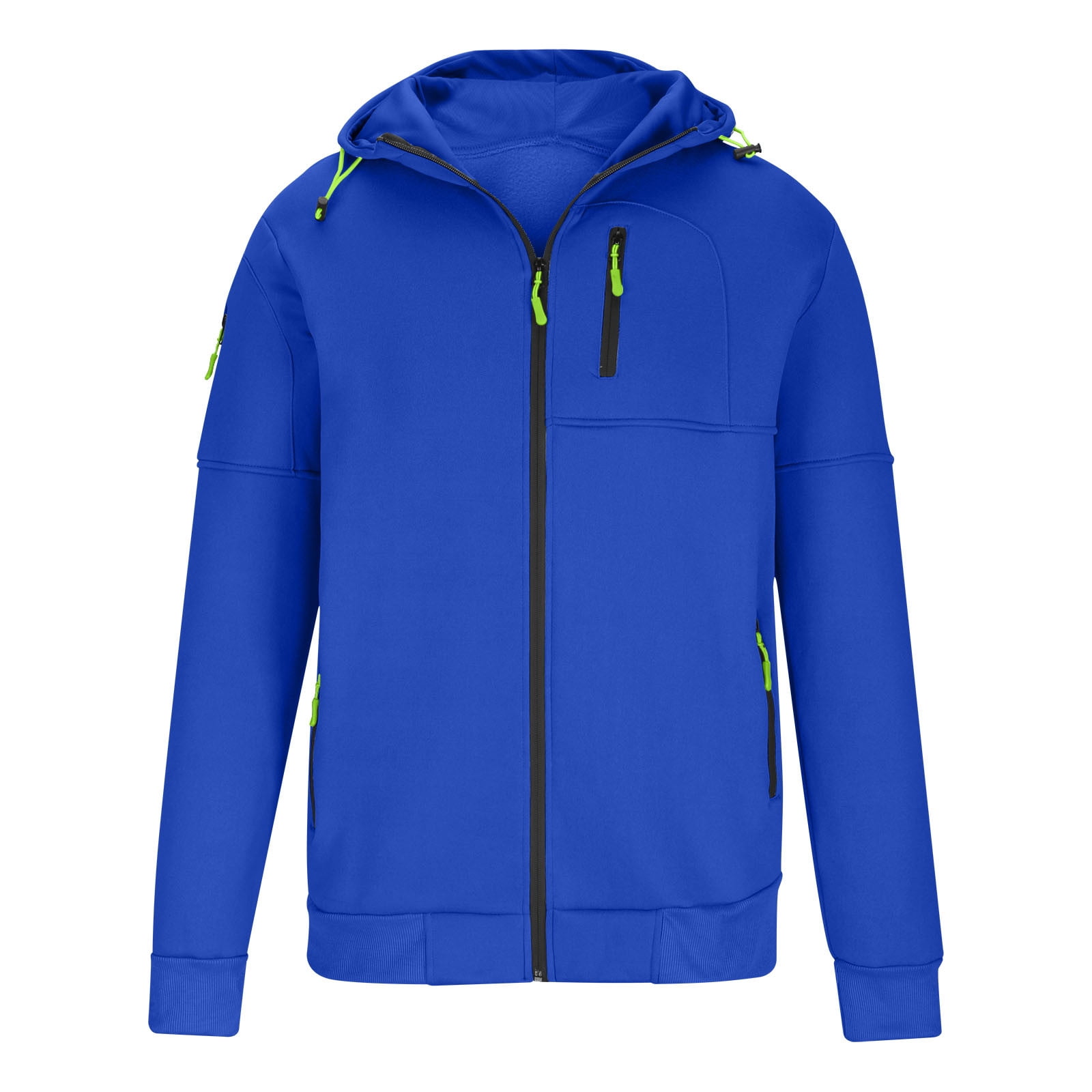 IYTR Men's Full Zip Up Hoodie Jacket with Zipper Pockets Sweatshirt Long Sleeve Hooded Coat Outwear Blue XXL