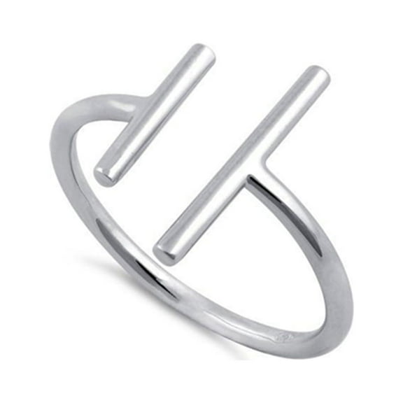 925 Sterling Silver Platinum Plated Double Bar Women Valentines Day Gifts Ring By