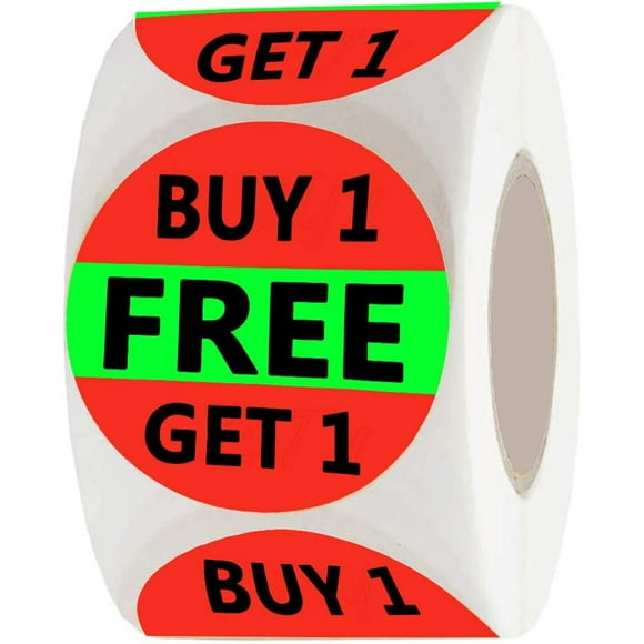 Buy One Get One Sale Retail Pricing Labels/Stickers, 1.5 inch Grocery Store Food Labels for Grocery Stores,Supermarkets,Delis,Bakeries,Convenience Stores (500Pcs)