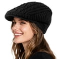 thumbnail image 6 of REDESS Winter Beanies Hat for Women,Knit Brimmer Hat Slouchy Beanie Cap with Visor Black, 6 of 8