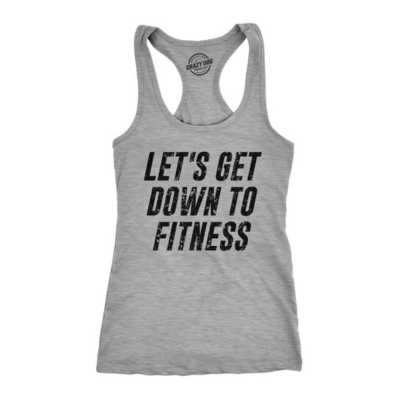 Let's Get Down to Fitness Womens Fitness Tank Funny Workout Gym Graphic Shirt