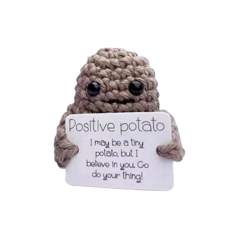 1Pcs Funny Positive Potato,Cute Wool Knitting Doll with Positive