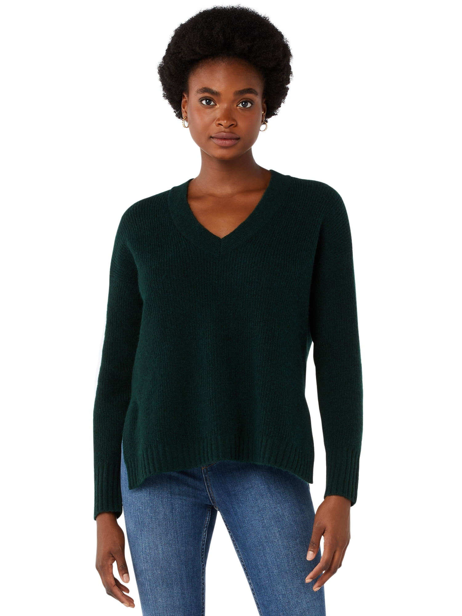 Free Assembly Women’s Slouchy V-Neck Sweater - Walmart.com
