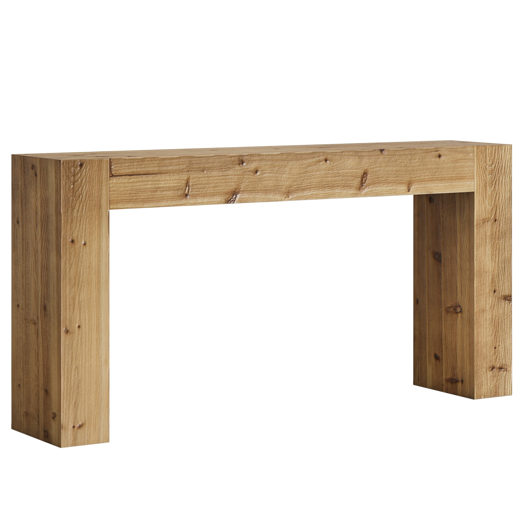 Fnova 63" Console Table, Wood Farmhouse Entryway Table, Long Narrow Accent Table for Living Room, Entrance, Hallway, Foyer, Light Brown
