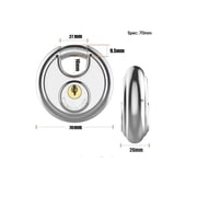 70mm Keyed Alike Heavy Duty Shielded Discus Padlock – 3 Pack- Chrome Plated Security Lock for Storage Shed, Garage, Lockers, Toolboxes, Construction Site Storage and More