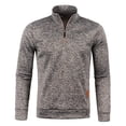 thumbnail image 4 of Havenx Mens Quarter Zip Sweatshirt Long Sleeve Knitted Sweatshirt 1/4 Zipper Mock Neck Pullover Sweatshirt Stand Collar Casual Active Fit Warm Running Outdoor Sweater Tops,Coffee M, 4 of 5