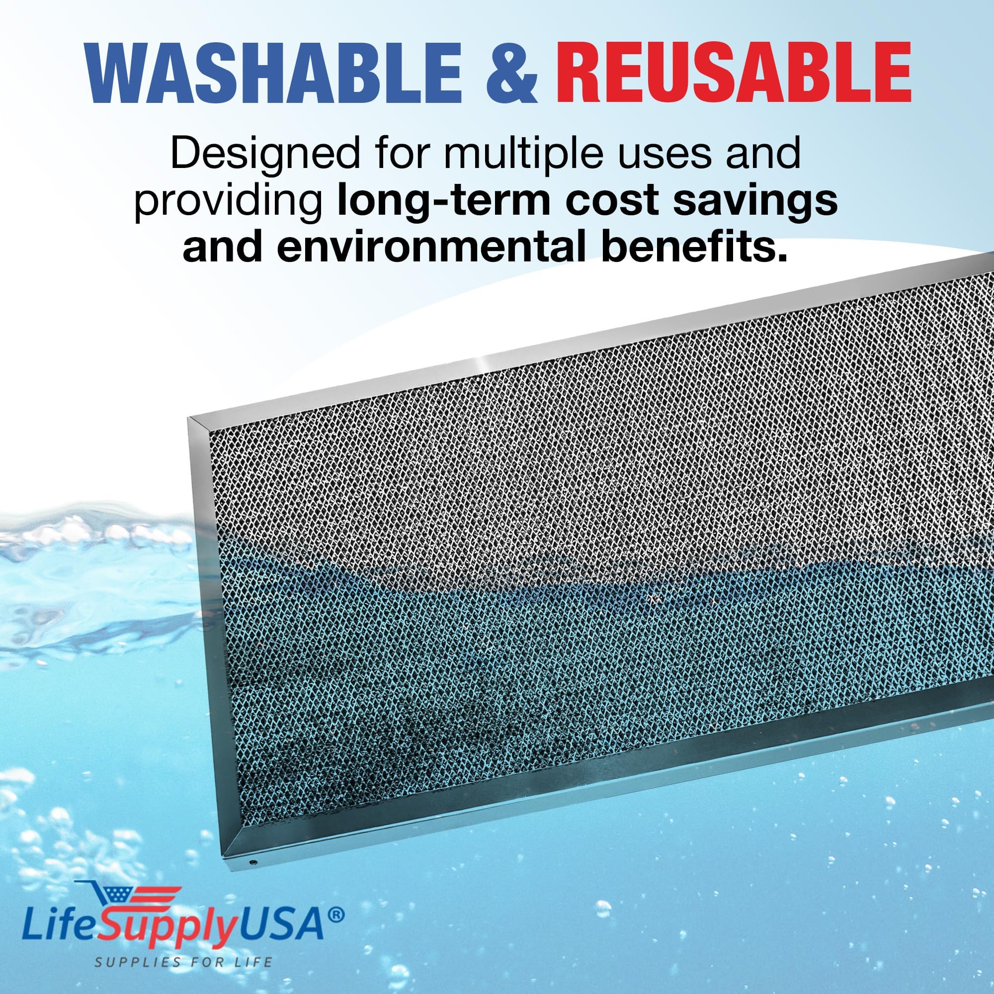 LifeSupplyUSA 20x30x1 Electrostatic Air Filter, MERV 8, Washable, Reusable Furnace AC/HVAC Filter, Energy Saving, Easy to Clean, Long-Lasting