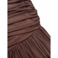 thumbnail image 4 of Coffee Asymmetric One-Shoulder Ruched Fitted Waist Sleeveless Bodycon Maxi Dress For Women, 4 of 4
