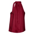 thumbnail image 5 of Crop Tops d'Été pour Femmes Col Rond Sans Manches Ajusté Couleur Unie Imprimé Léopard Tee Tops, 5 of 5