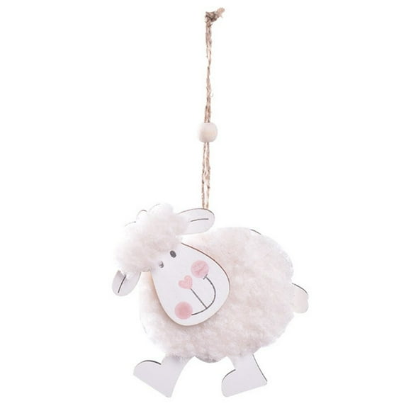 Easter Sheep Pendant for Easter Tree,Easter Cute Plush Sheep Doll Hanging Ornament,Springtime Wooden Wool Cotton Sheep Crafts Easter Pendant for Indoor Outdoor Home Easter Decoration