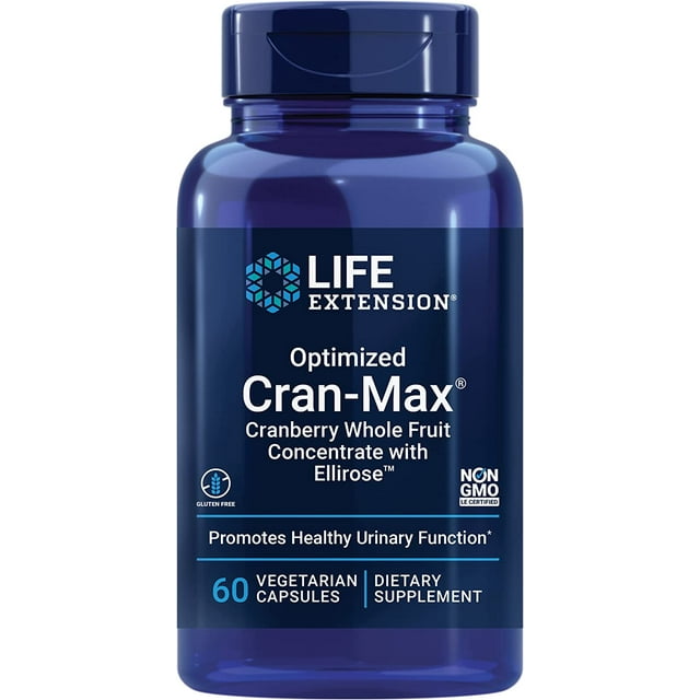 Life Extension | Cran - Max Optimizado, 60 Cápsulas. Suplemento de apoyo nutricional adicional para su tracto urinario