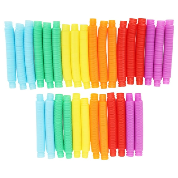 30 Pcs Pop Tubes Yellow Orange Blue Purple Green 17mm Stretchable Bendable Pull Tube Toy