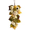 thumbnail image 1 of 33" Fall Sunflower/Hydrangea and White Pumpkin Artificial Autumn Teardrop Green, 1 of 4