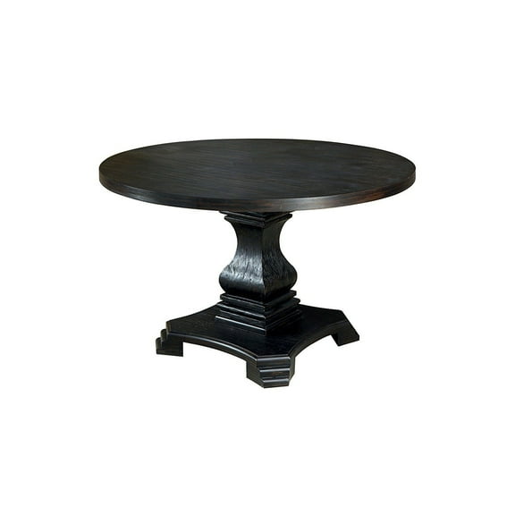 Benjara 48" Traditional Solid Wood Dining Table with Round Top in Black