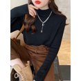 thumbnail image 5 of Suéter de invierno de cuello alto para mujer, Jersey elegante grueso con forro de terciopelo, Jersey de punto de lana, Jersey ajustado, Jersey, prendas de punto, 5 of 5