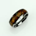 thumbnail image 2 of Men's Women's Tungsten Wedding Band Engagement Ring 8mm Hawaiian Koa with Black Plated Wave Design Inlay Domed Ring, 2 of 4