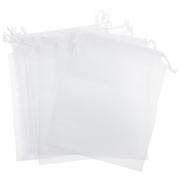 10 Pcs Drawstring Mesh Bag Shell Pouch Bait Organiser Storage Fishing Net Household White Non-woven Fabric